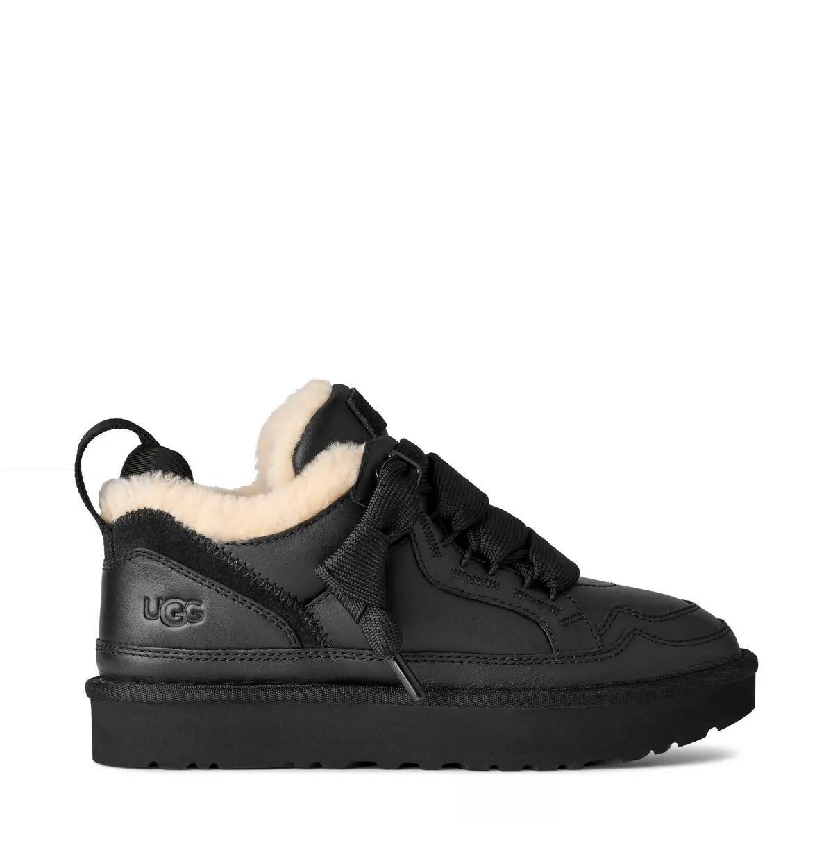 UGG Mens Lowmel Sneaker Black Leather — Black